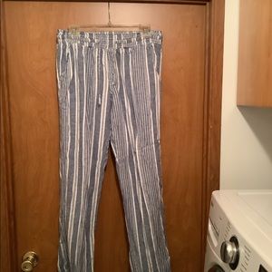 SO blue strip linen pants